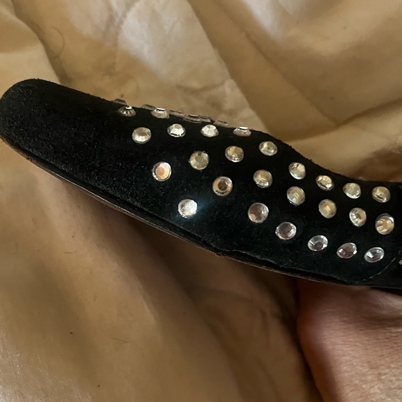 Joie Black Suede Rhinestone Flats | Size 37 - Picture 8 of 12